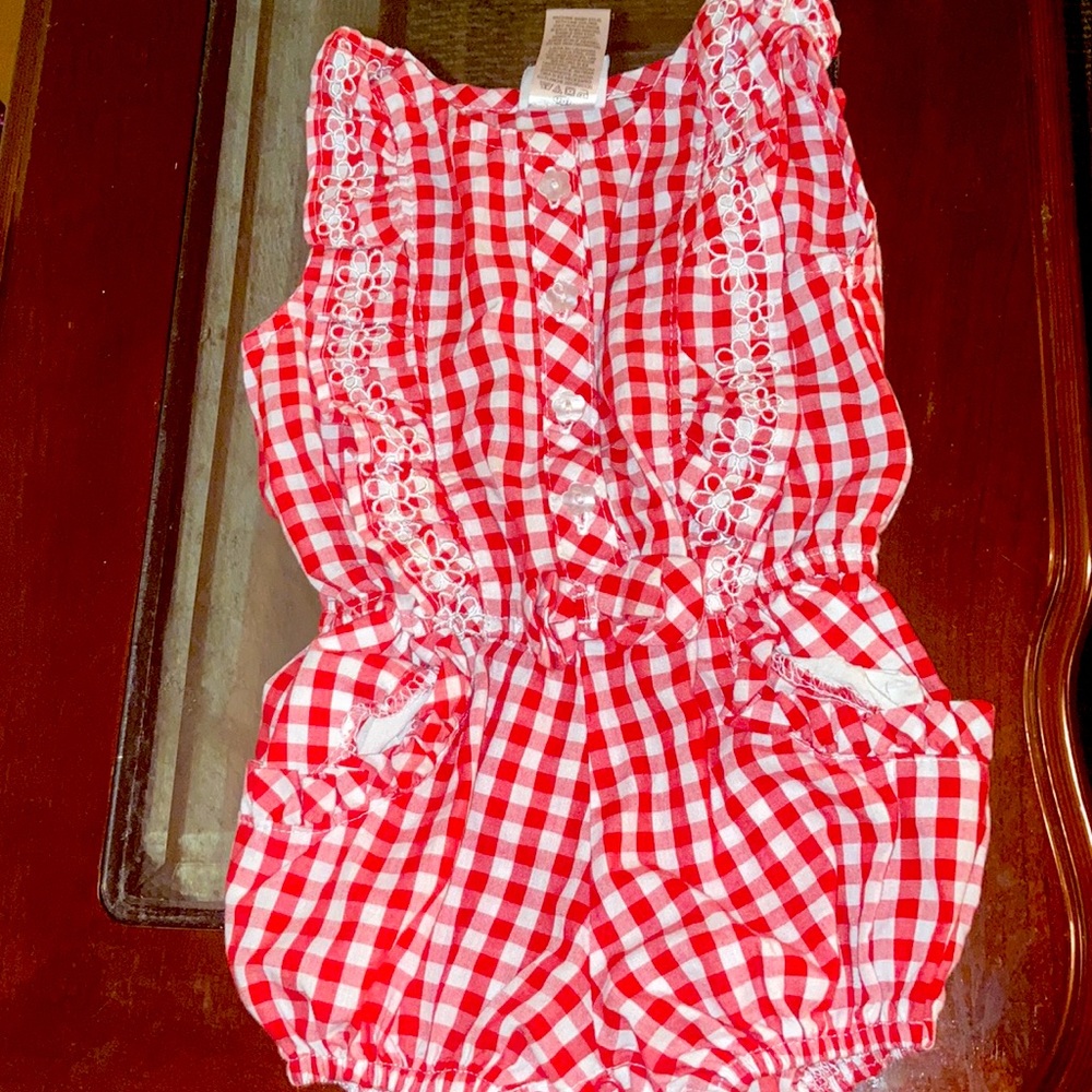 Red and white romper